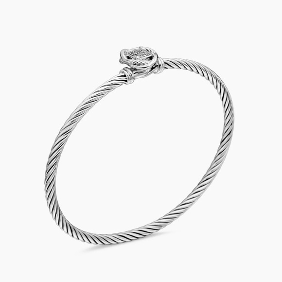 David Yurman Infinity Bracelet Sterling Silver with Diamonds, 3mm - Picture 2 of 9